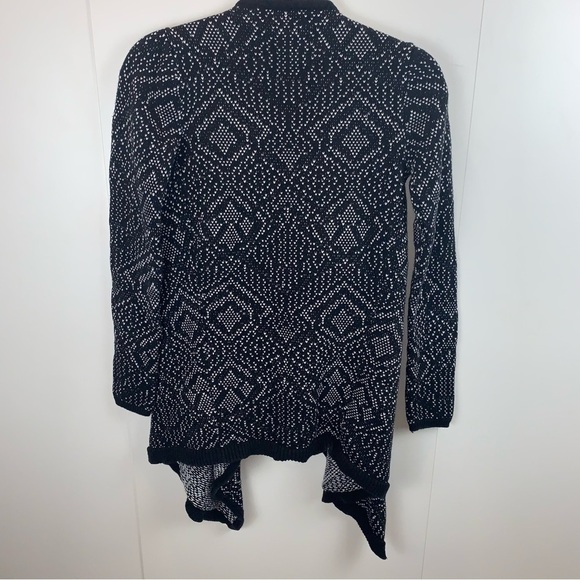 Between Me & You Black White Knit Open Waterfall Cardigan Women's sz XS - Picture 5 of 8